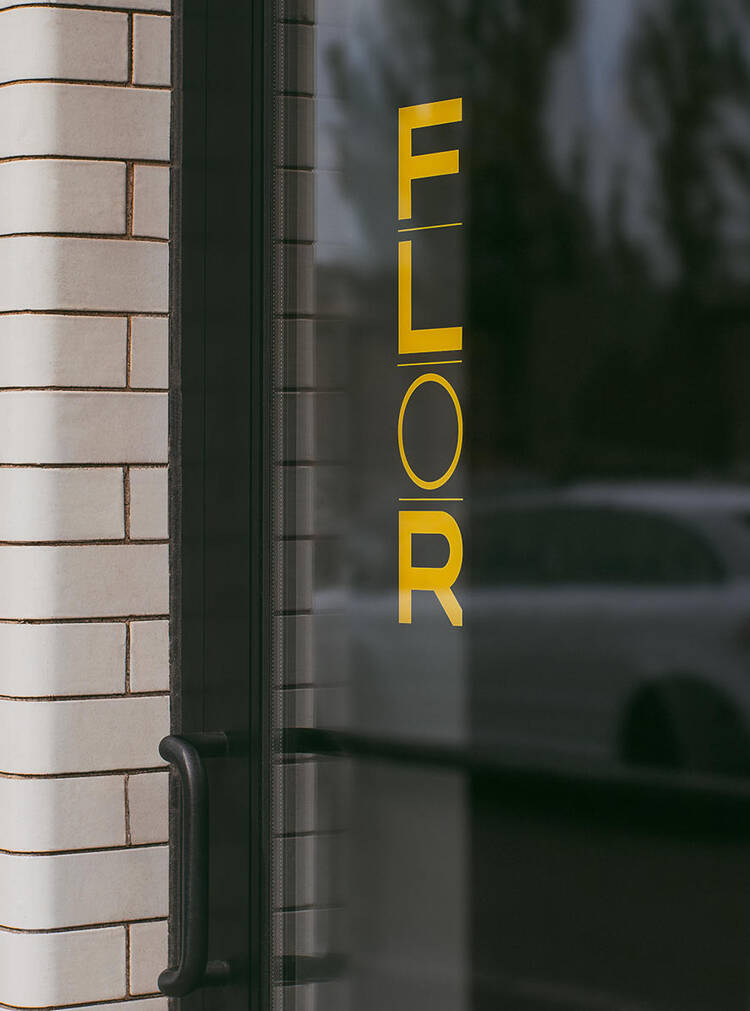 FLOR Vertical Logo Store Signage vinyl